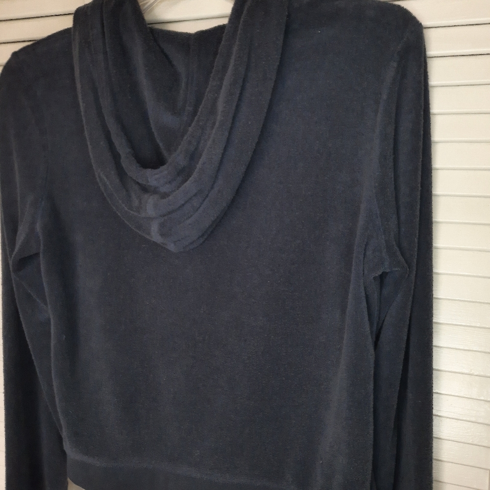 Juicy Couture Navy Blue Velour Hoodie Jacket Medium - Picture 6 of 12
